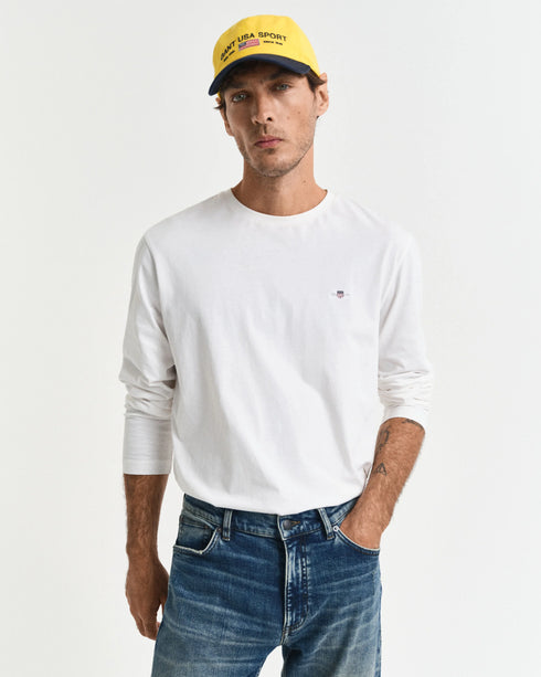 Gant tshirt גאנט חולצת טישרט שרוול ארוך בצבע לבן